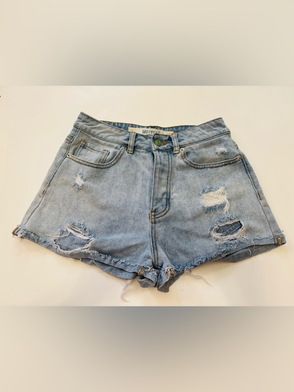 Brandy Melville Light Blue Distressed Denim Shorts